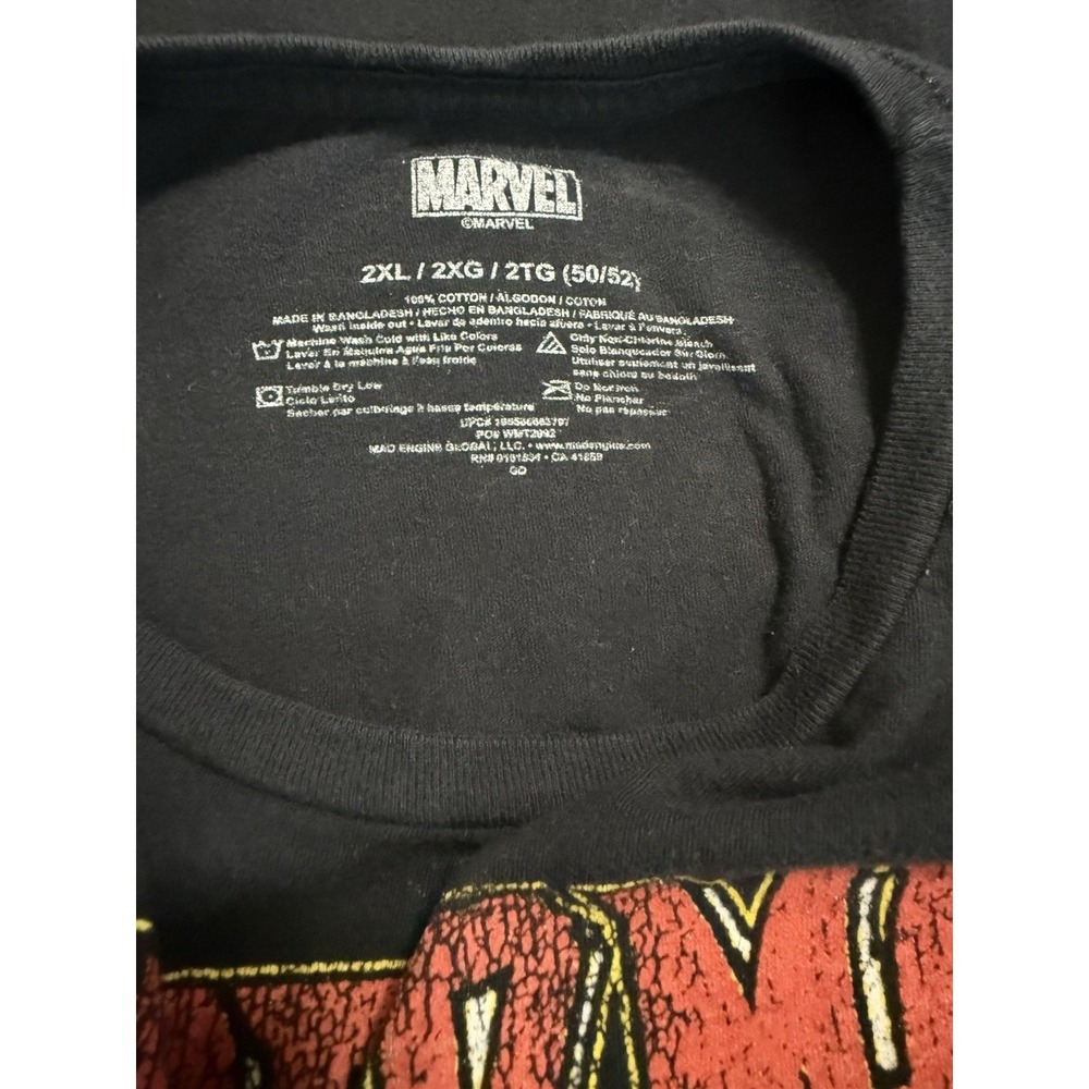 Marvel Spider-Man Black Graphic Print T-Shirt 2XL Crew Neck Jersey Cotton - Picture 3 of 3